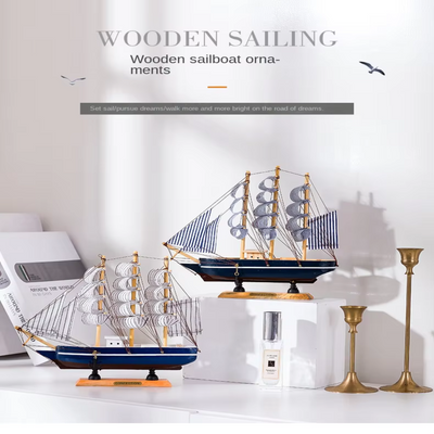 Artz - Segelboot-Skulpturen aus Holz mit Led-Licht