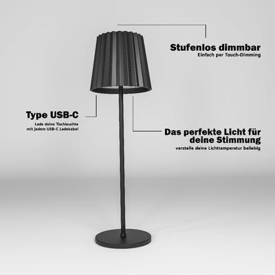 Astra Tischleuchte - Tragbare, dimmbare Leuchte mit Touch Control