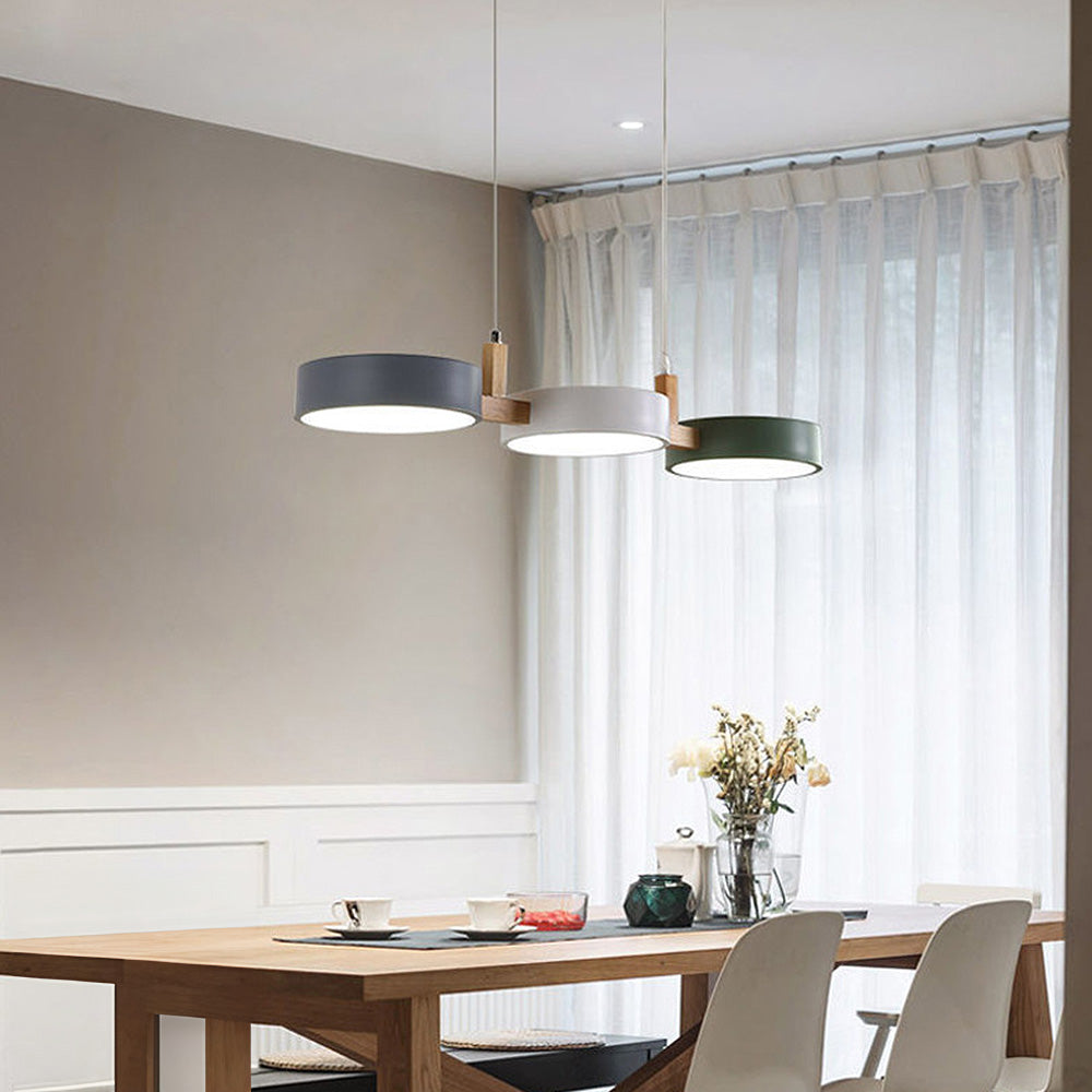 AuroBlend - Moderne Pendel-Deckenleuchte aus Eisen und Holz