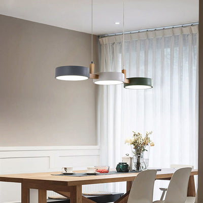 AuroBlend - Moderne Pendel-Deckenleuchte aus Eisen und Holz