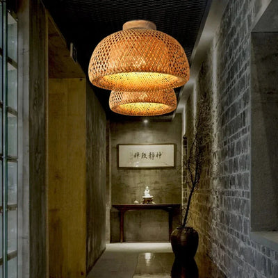 BambooGlow – Handgewebte Bambus-Deckenleuchte