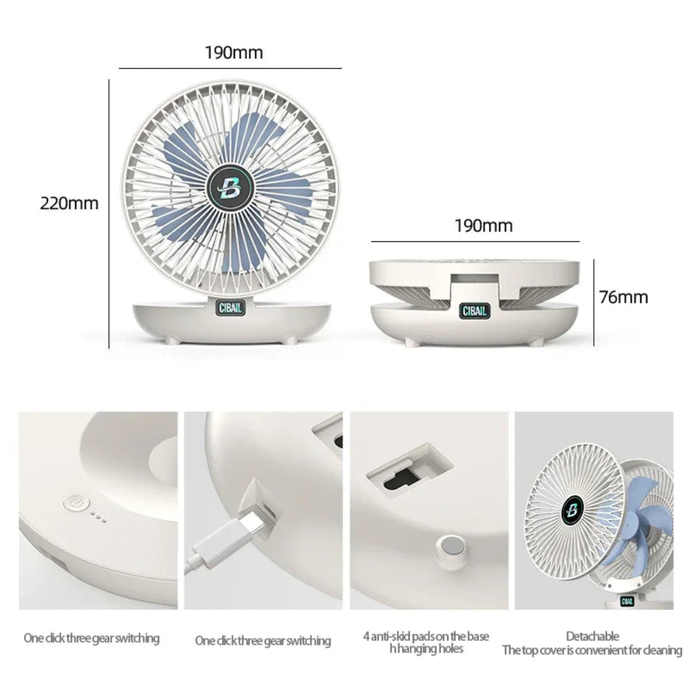 BreezeGo - 3-stufiger USB-Schreibtischventilator