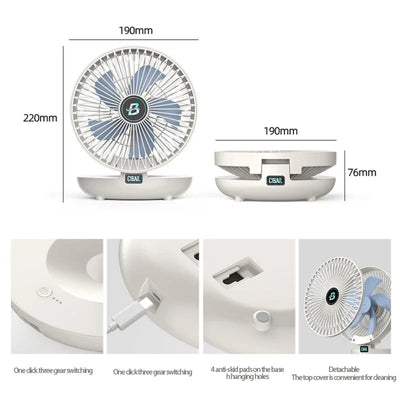 BreezeGo - 3-stufiger USB-Schreibtischventilator