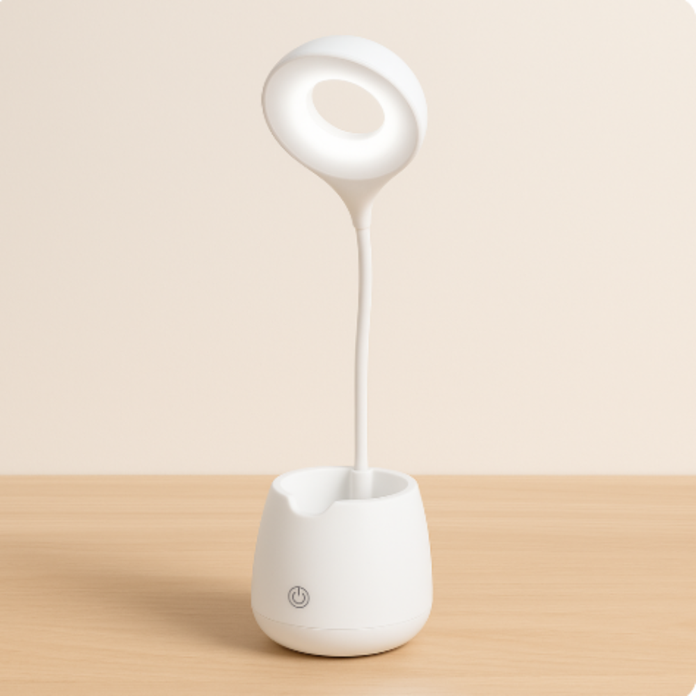 BrightNest - Schreibtischlampe für Kinder mit Aufbewahrungstopf und Telefonhalterung