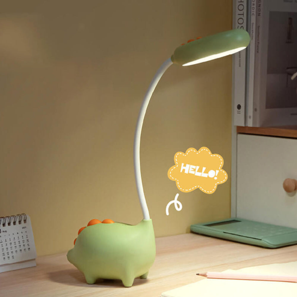 DinoGlow - Wiederaufladbare LED-Schreibtischlampe mit Cartoon-Dinosaurier-Design
