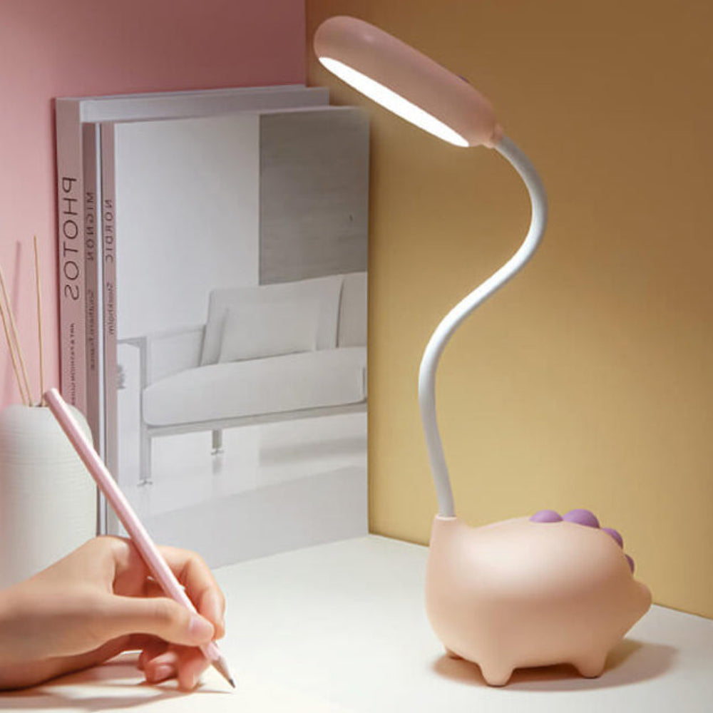 DinoGlow - Wiederaufladbare LED-Schreibtischlampe mit Cartoon-Dinosaurier-Design