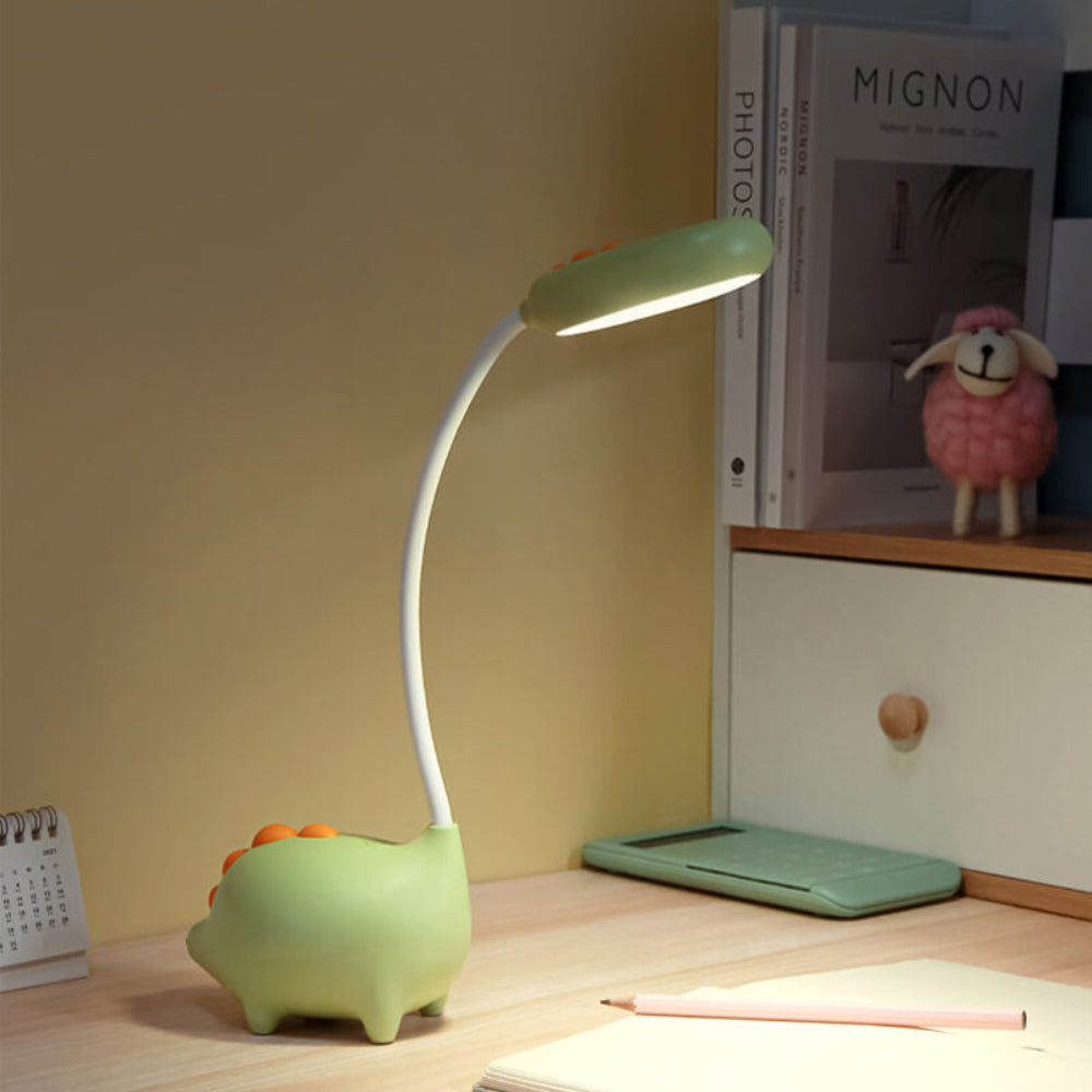 DinoGlow - Wiederaufladbare LED-Schreibtischlampe mit Cartoon-Dinosaurier-Design