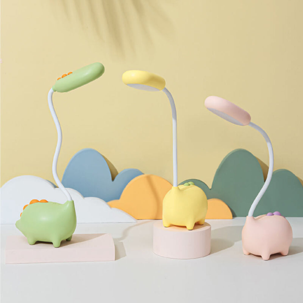 DinoGlow - Wiederaufladbare LED-Schreibtischlampe mit Cartoon-Dinosaurier-Design