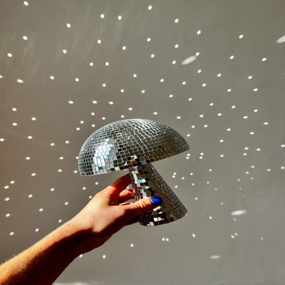 Disco Ball Pilzlampe - Retro Design mit Glitzereffekt