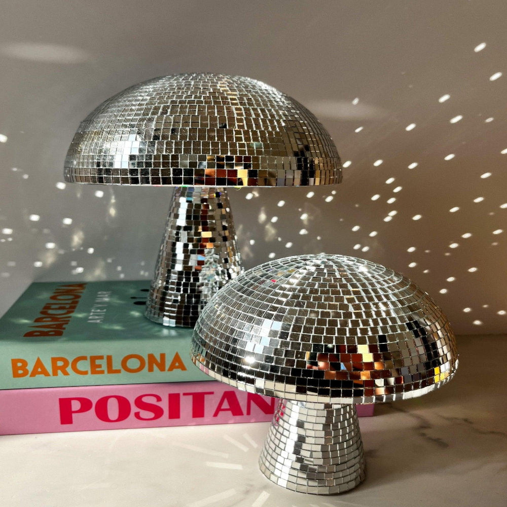 Disco Ball Pilzlampe - Retro Design mit Glitzereffekt