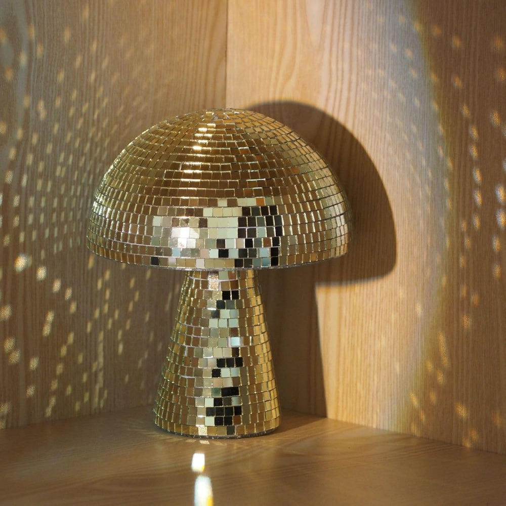 Disco Ball Pilzlampe - Retro Design mit Glitzereffekt