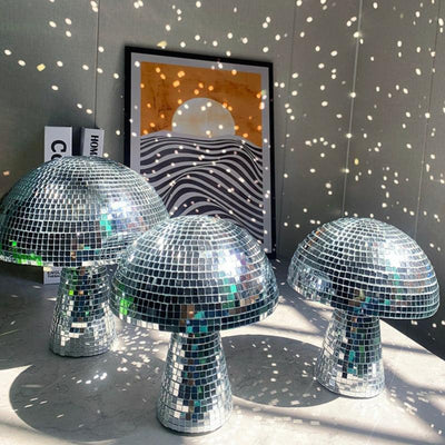 Disco Ball Pilzlampe - Retro Design mit Glitzereffekt