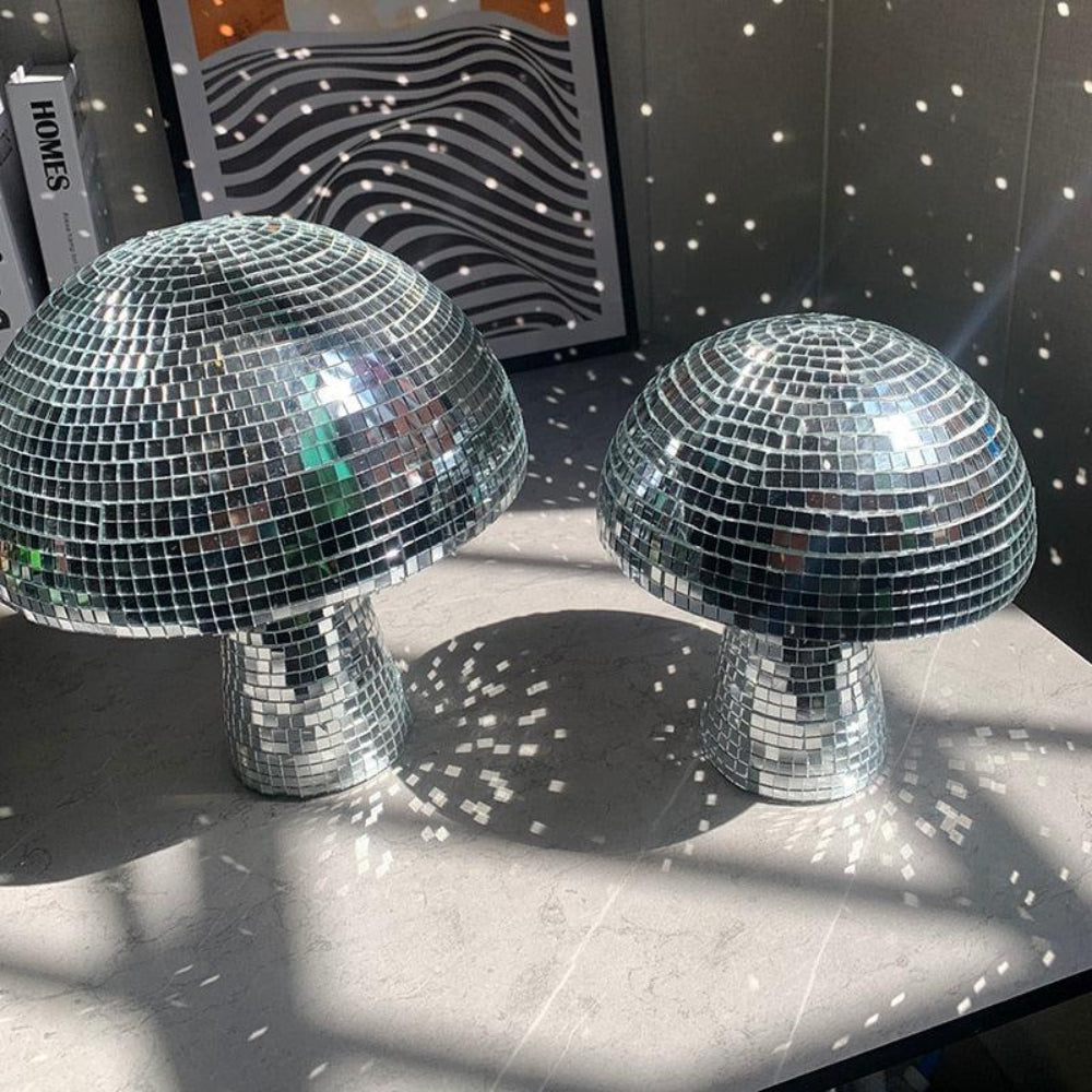 Disco Ball Pilzlampe - Retro Design mit Glitzereffekt
