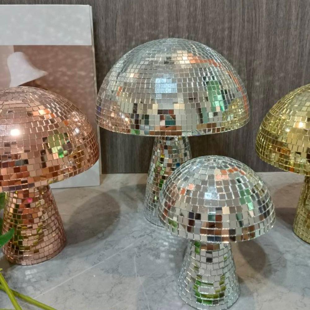 Disco Ball Pilzlampe - Retro Design mit Glitzereffekt