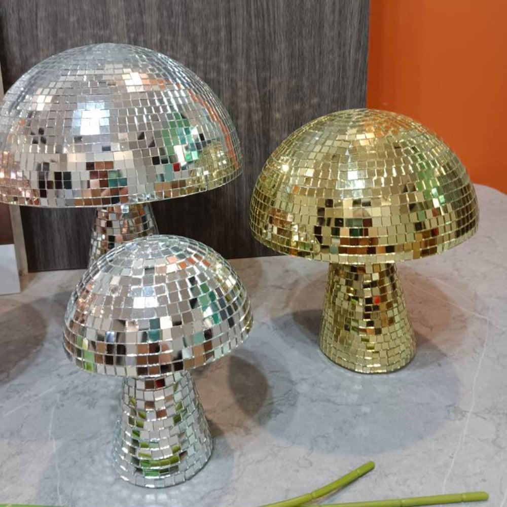 Disco Ball Pilzlampe - Retro Design mit Glitzereffekt