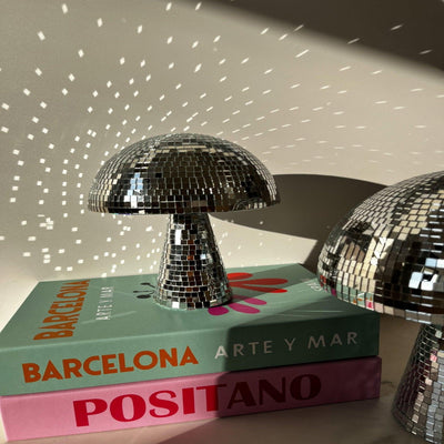 Disco Ball Pilzlampe - Retro Design mit Glitzereffekt