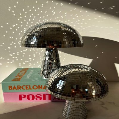 Disco Ball Pilzlampe - Retro Design mit Glitzereffekt
