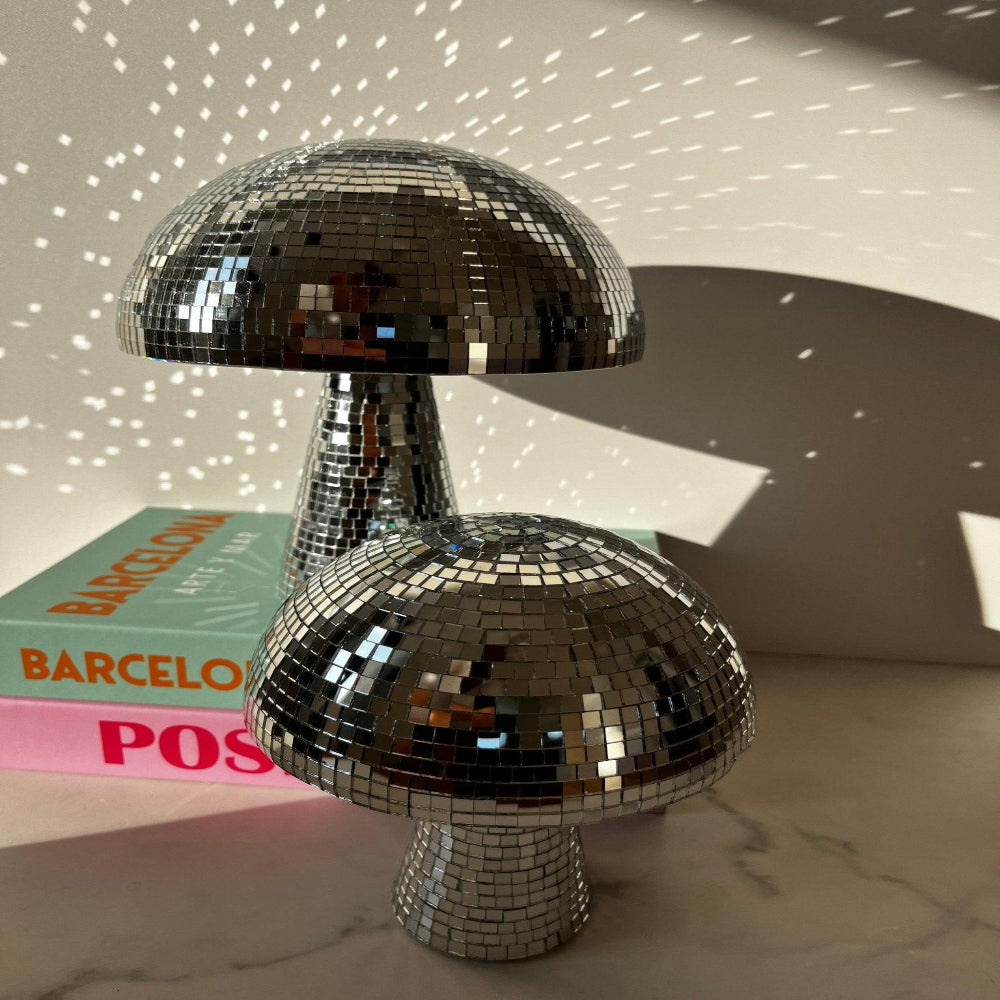 Disco Ball Pilzlampe - Retro Design mit Glitzereffekt