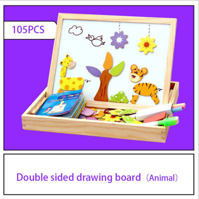 EduPlay - Magnetische Zeichentafel aus Holz mit Puzzle