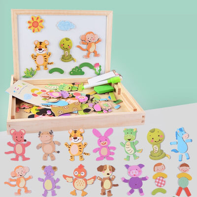 EduPlay - Magnetische Zeichentafel aus Holz mit Puzzle