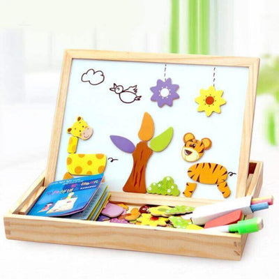 EduPlay - Magnetische Zeichentafel aus Holz mit Puzzle
