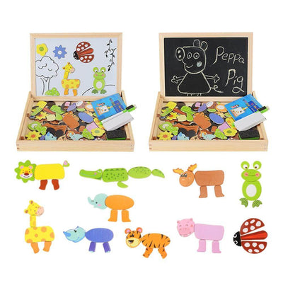 EduPlay - Magnetische Zeichentafel aus Holz mit Puzzle