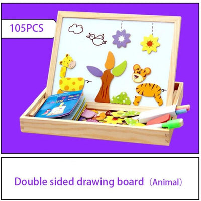 EduPlay - Magnetische Zeichentafel aus Holz mit Puzzle