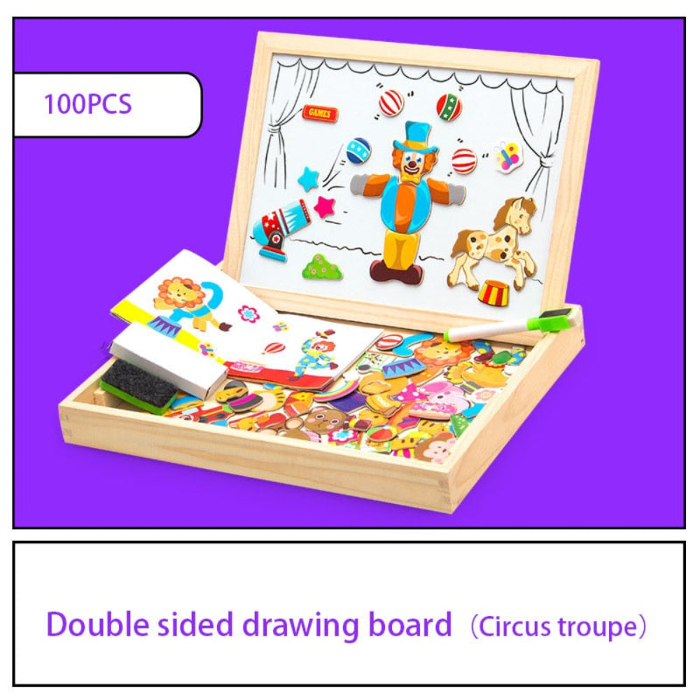 EduPlay - Magnetische Zeichentafel aus Holz mit Puzzle