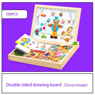 EduPlay - Magnetische Zeichentafel aus Holz mit Puzzle