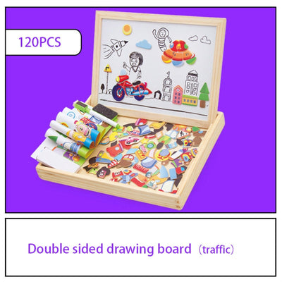 EduPlay - Magnetische Zeichentafel aus Holz mit Puzzle