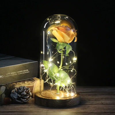 Elarosa - Ewige Rose in Glaskuppel mit LED-Licht