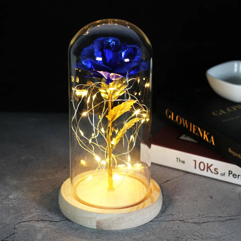 Elarosa - Ewige Rose in Glaskuppel mit LED-Licht