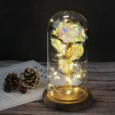 Elarosa - Ewige Rose in Glaskuppel mit LED-Licht