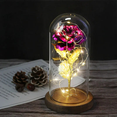 Elarosa - Ewige Rose in Glaskuppel mit LED-Licht