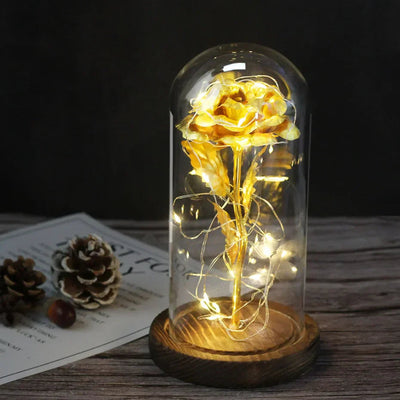 Elarosa - Ewige Rose in Glaskuppel mit LED-Licht