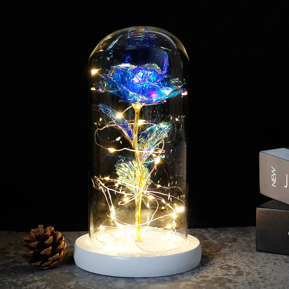 Elarosa - Ewige Rose in Glaskuppel mit LED-Licht