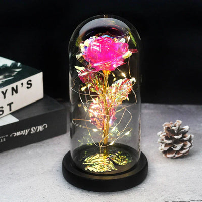 Elarosa - Ewige Rose in Glaskuppel mit LED-Licht