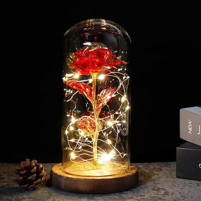 Elarosa - Ewige Rose in Glaskuppel mit LED-Licht