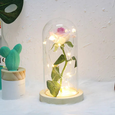 Elarosa - Ewige Rose in Glaskuppel mit LED-Licht