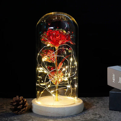 Elarosa - Ewige Rose in Glaskuppel mit LED-Licht