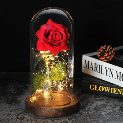 Elarosa - Ewige Rose in Glaskuppel mit LED-Licht