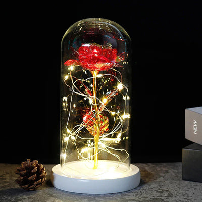 Elarosa - Ewige Rose in Glaskuppel mit LED-Licht