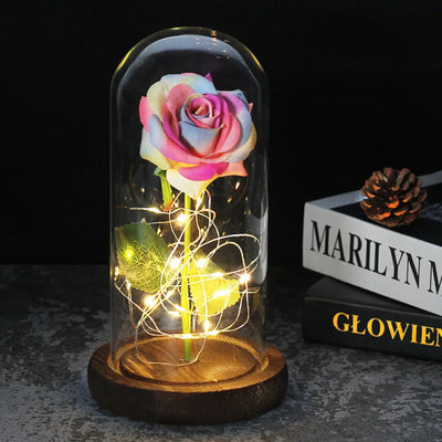 Elarosa - Ewige Rose in Glaskuppel mit LED-Licht