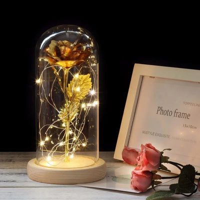 Elarosa - Ewige Rose in Glaskuppel mit LED-Licht