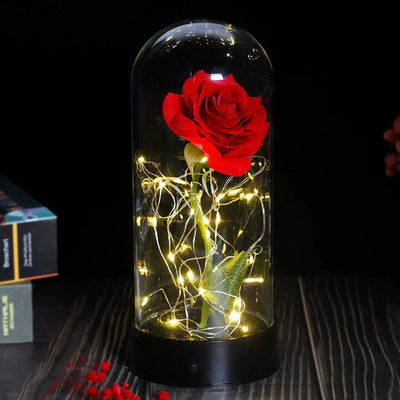 Elarosa - Ewige Rose in Glaskuppel mit LED-Licht