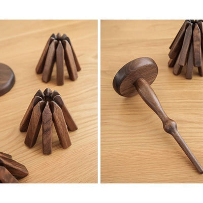 Elegantes Untersetzer-Set aus Holz - Premium-Holzständer für Töpfe und Tassen