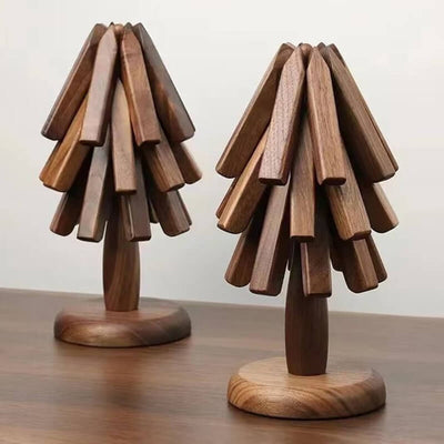 Elegantes Untersetzer-Set aus Holz - Premium-Holzständer für Töpfe und Tassen
