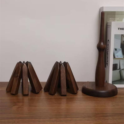 Elegantes Untersetzer-Set aus Holz - Premium-Holzständer für Töpfe und Tassen