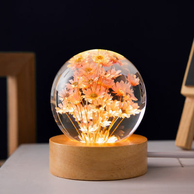 EtherGlow - 3D-Kristalllicht mit Blumen im Inneren