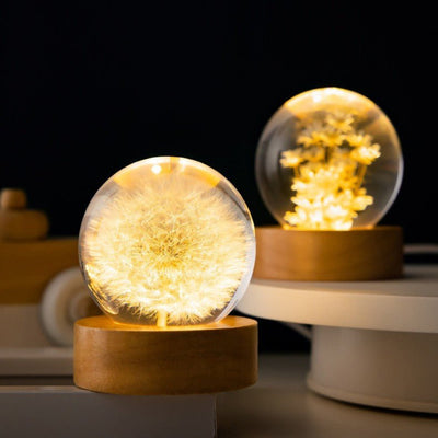 EtherGlow - 3D-Kristalllicht mit Blumen im Inneren